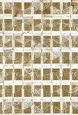 Robert Larson, Gold Standard, 2015, discarded cigarette packaging on linen