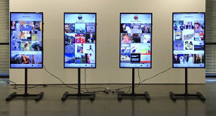 Heather Valcik, <i>SnapVibes</i>, 2021, video, 4 monitors, 120”width
