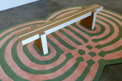 Cameron Schoepp, <i>Bench/Place</i>, 2014, carpet, wood, paint