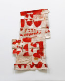 Sati Zech, <i>Bollenarbeit Nr. 443</i>, mixed media, oil, thread, glue, cotton, plaster 79 x 50 